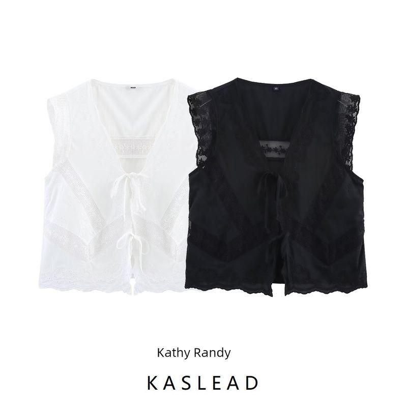Kaslead New Arrival Women's Clothing Fashion Style Stylish Simple and Versatile Embroider Tops 0881017