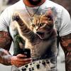 Мужская трендовая футболка с изображением кота для мужчин, повседневная модная уличная мода, регулярный крой с круглым вырезом и коротким рукавом, удобный материал, одежда