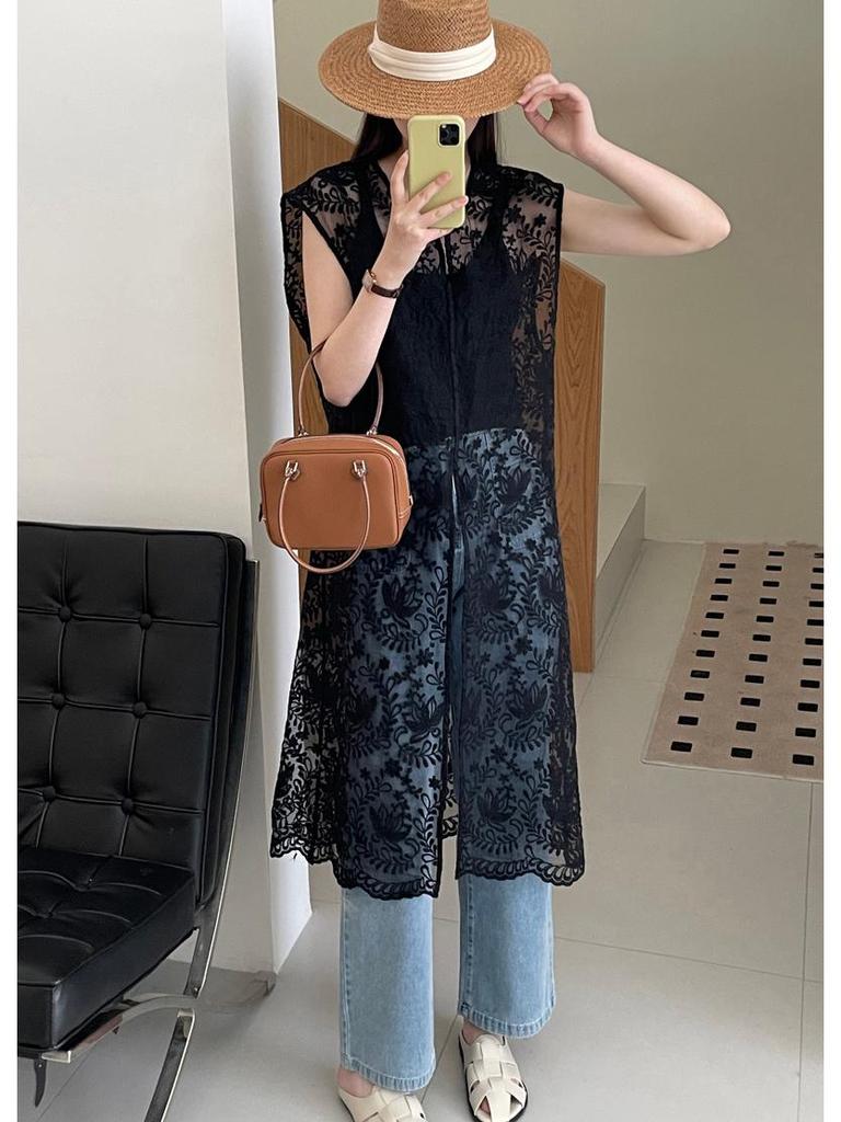 Платье-жилет Taochuan Retro Lace Jacquard с многослойным принтом на весну/лето