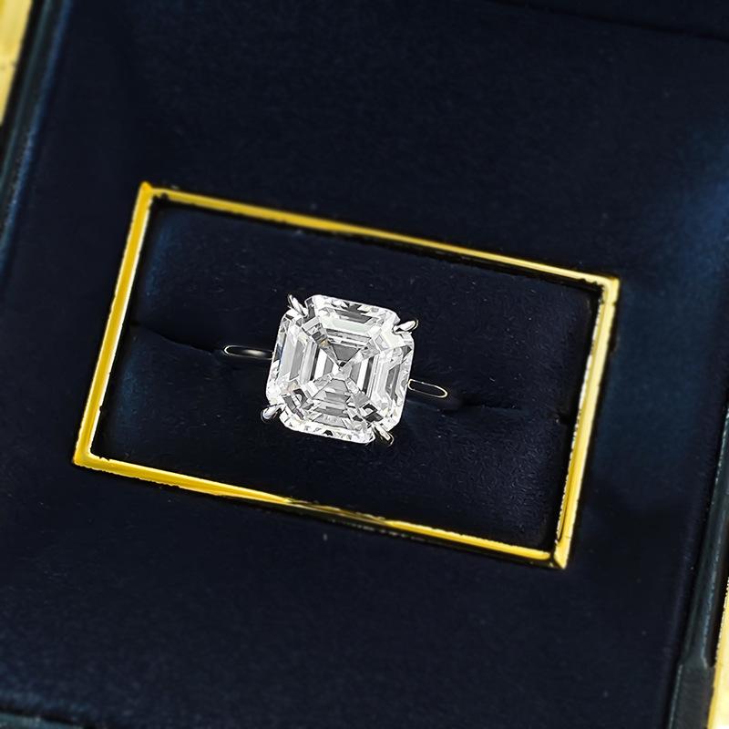 Xian Can Jewelry 2025 Кольцо из серебра S925 с белым бриллиантом огранки Ашер - Классический европейский и американский стиль