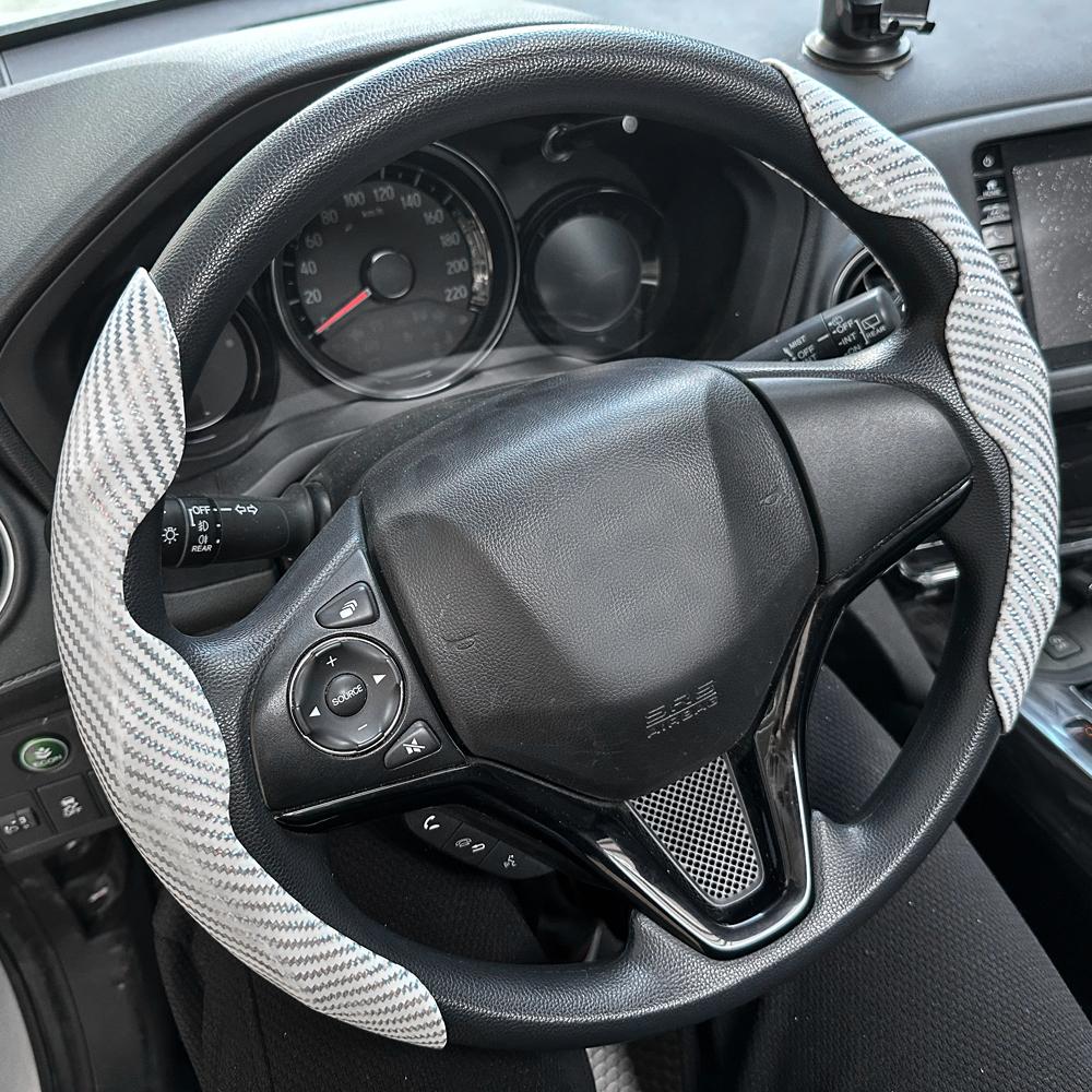 Универсальная крышка рулевого колеса автомобиля, противоскользящая, яркий блеск, текстура под карбон, аксессуары для декора рулевого колеса 14,5-15 дюймов
