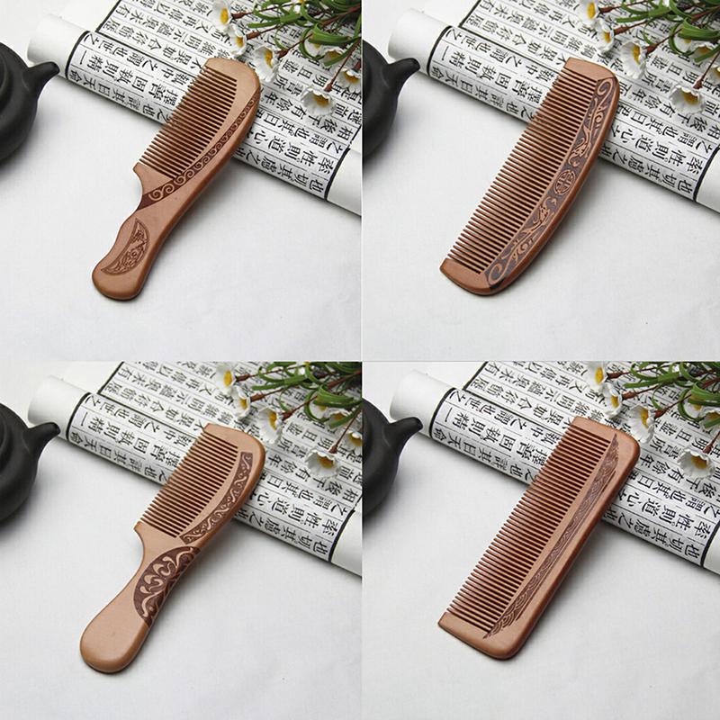 Натуральный персиковый деревянный гребень с закрытыми зубцами, антистатический массаж головы, средства для здоровья волос
