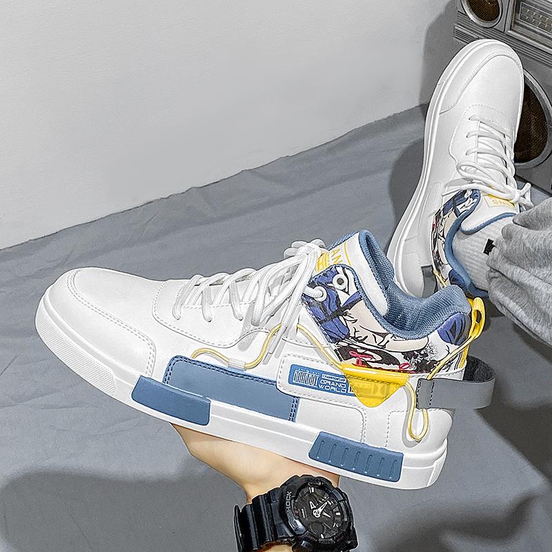 Мужская белая спортивная обувь, повседневная обувь, уличные кроссовки для бега, обувь для студентов, зимняя обувь больших размеров, высокие кеды