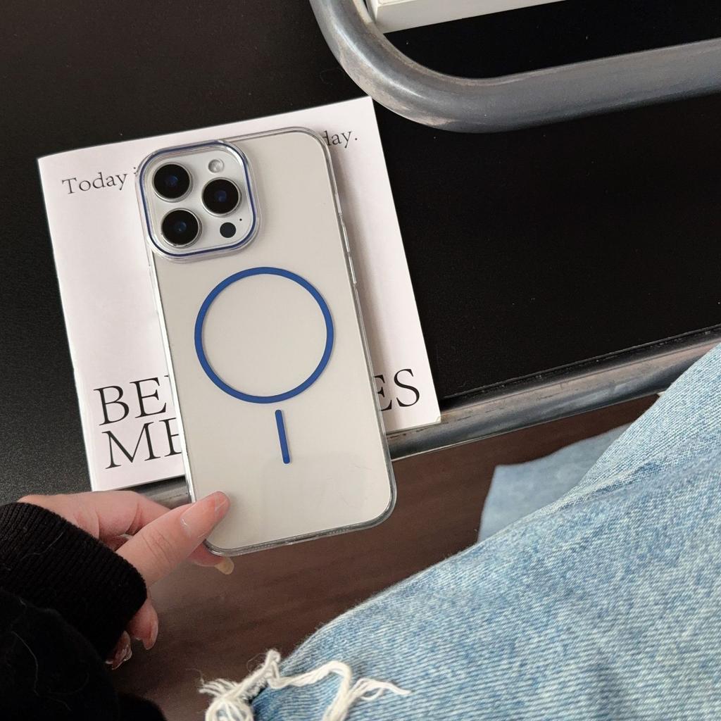 Creative PC Crystal Case Suitable for IPhone 16 High Translucent Ring Magnetic Suction Phone Case 14 Apple 15 Anti-fall