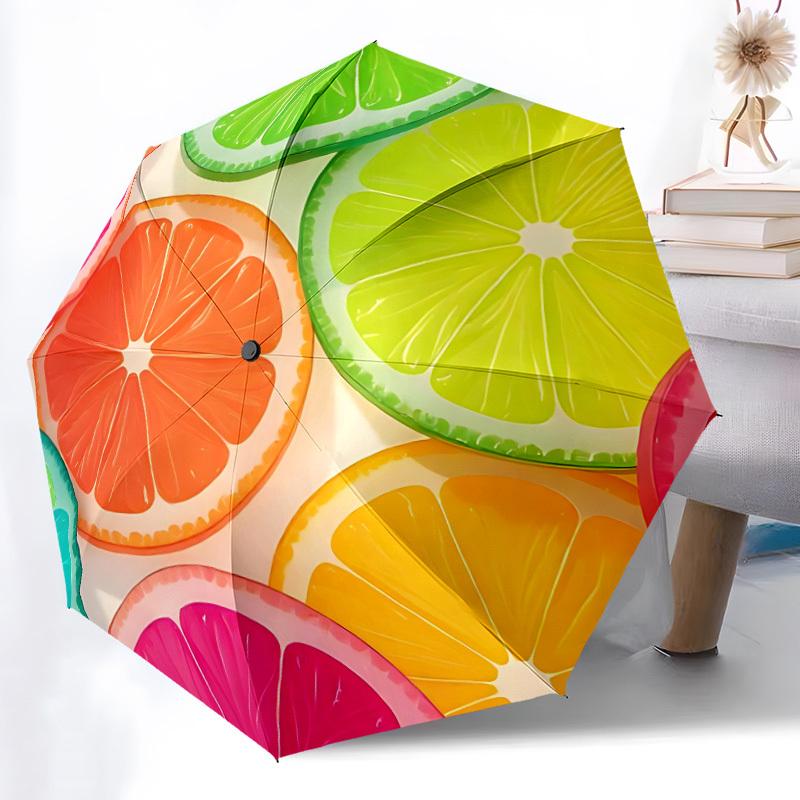 1pc Citrus Fruits Automatic Open/Close Umbrella - All-Season Portable Umbrella for Women/Men, Highquality Fabric yy251213100
