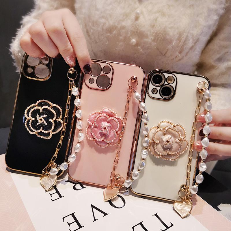 Чехол для мобильного телефона Camellia Подходит для Apple 15 Электроокрашенный iPhone14 Жемчужный 13Promax Браслет 12 Защитный чехол 11