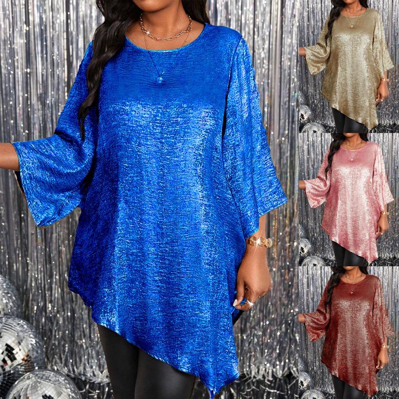 Women's Summer Loose Casual Crew Neck Seven-point Sleeve T-shirt