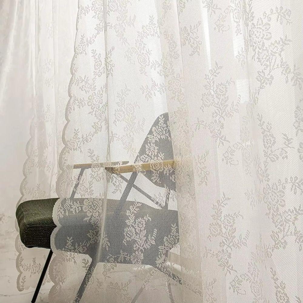 1Pcs Rod Pocket Lace Curtain 150x200cm Window Drape Shades New Sheer Curtain Living Room Decoration