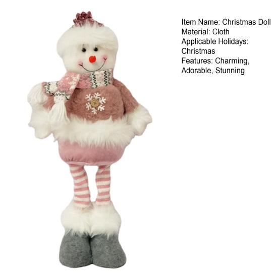 Длинноногая рождественская плюшевая кукла, стоящий снеговик, Санта-Клаус, рождественская кукла с выдвижными ногами для украшения дома и каминной полки