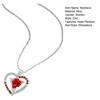 Women Necklace Rhinestone Heart Red Rose Pendant Contrast Color Polished Alloy Symbol of Passionate Love Neck