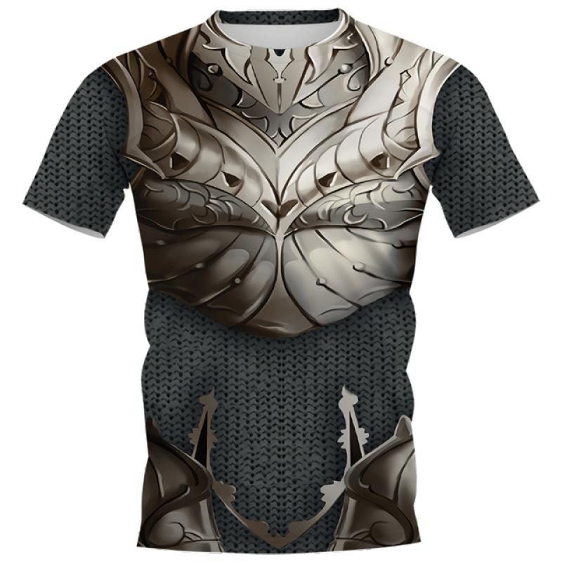 Medieval Armor 3D Printed Viking Cosplay Men's Summer Vintage Crewneck Short Sleeve Hip Hop Kids Street Funny Casual T-shirt Top