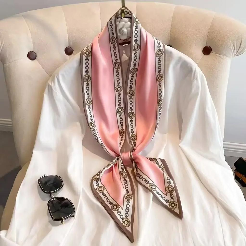 Fashion Print Hair Ribbon Scarf Women Neck Tie Bag Scarfs Satin Silk Skinny Headscarves Ladies Foulard Floral Bands New