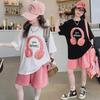 Summer 2024 Korean-Style Girls' Shorts Suit: Short-Sleeved T-Shirt and Shorts Two-Piece for Middle and Large Kids