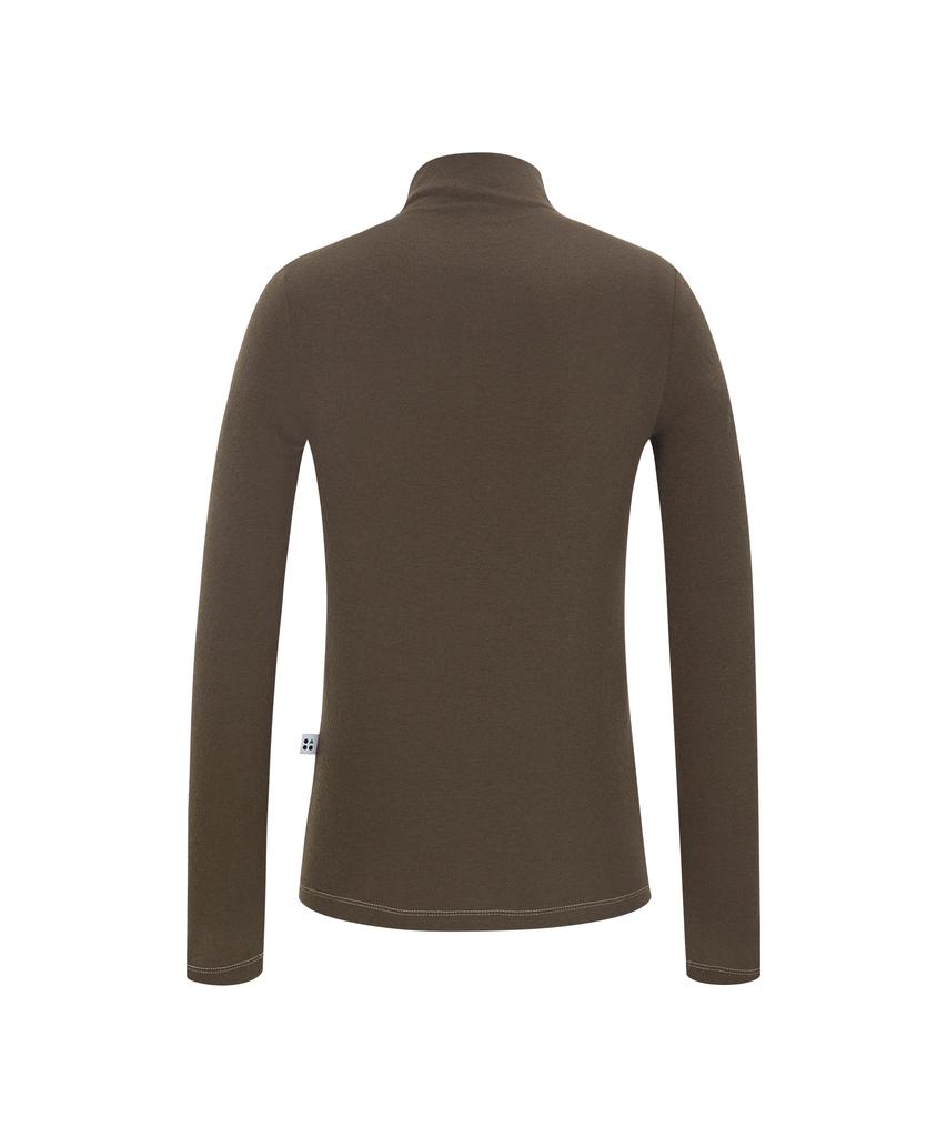 BUTTONPLAY Lyocell Contrast Half Neck Beige/Brown
