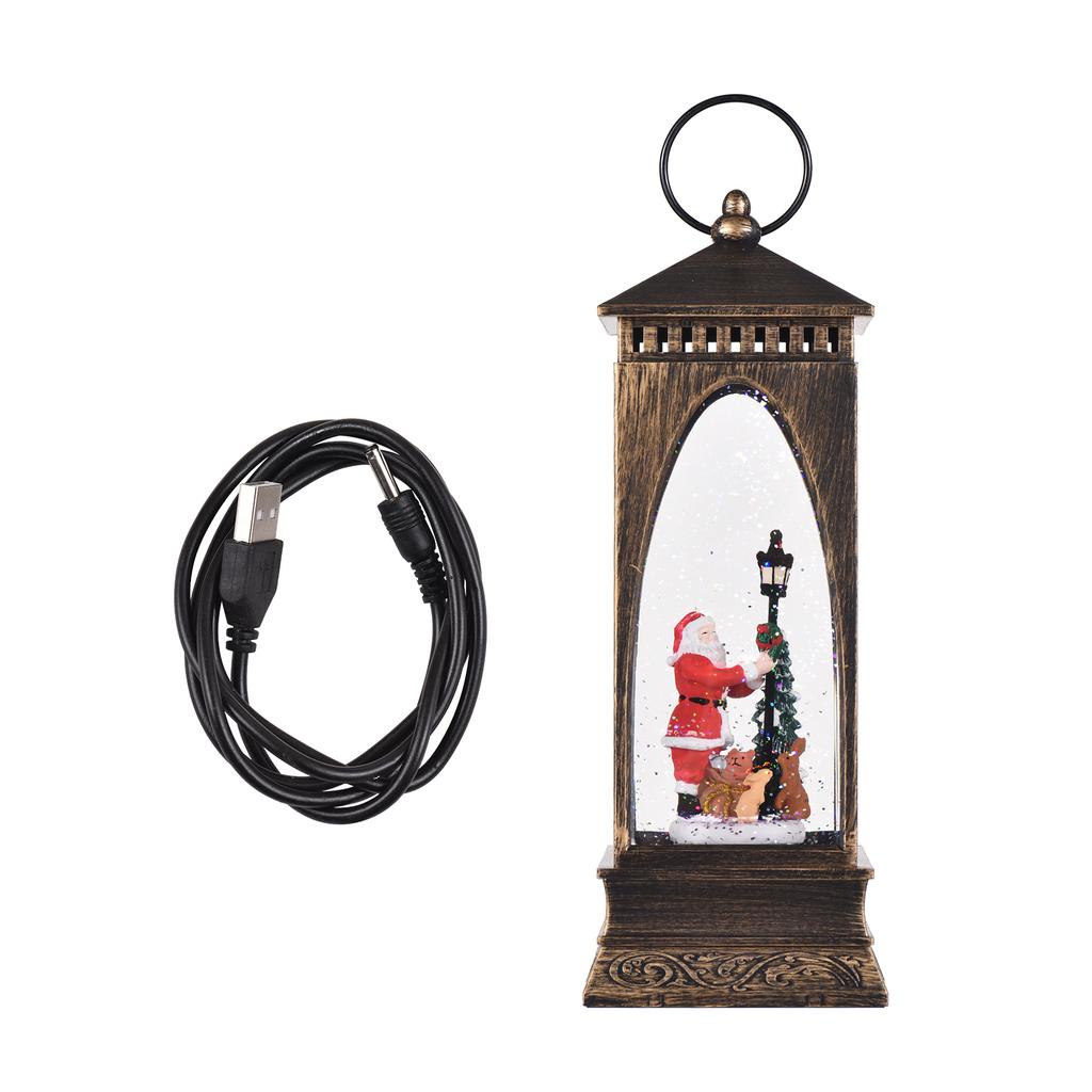 Снежный шар-фонарь с музыкой Рождественский снег Крутящаяся вода Блестящий светодиодный свет Санта-Клауса с