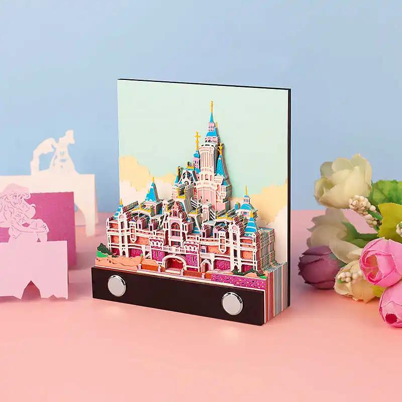 3D Блокнот Арт Фэнтези Замок Формы Настольный Календарь Стикеры Карточка Поделка Силуэт Персонажа DIY Подарок со Световым Календарем