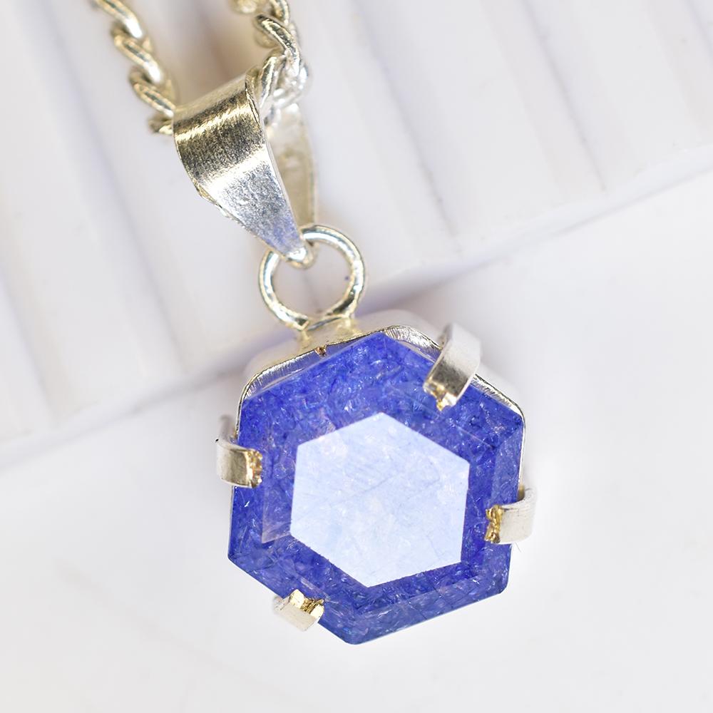 Сертифицированный натуральный танзанит цвета «фэнси» 30,45 карата, кулон из стерлингового серебра MY.PD-176-NS