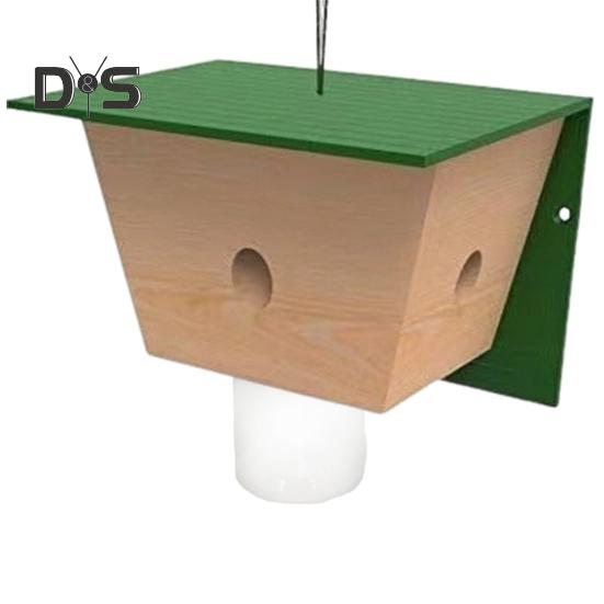 Wood House Carpenter Bee Trap with Clear Bottle Outside Natural Wood Boring Bee Trap Weather-proof Outdoor Hanging Bee Catcher