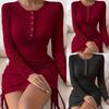 2024 Autumn European & American Women's Solid Color Round Neck Bodycon Dress