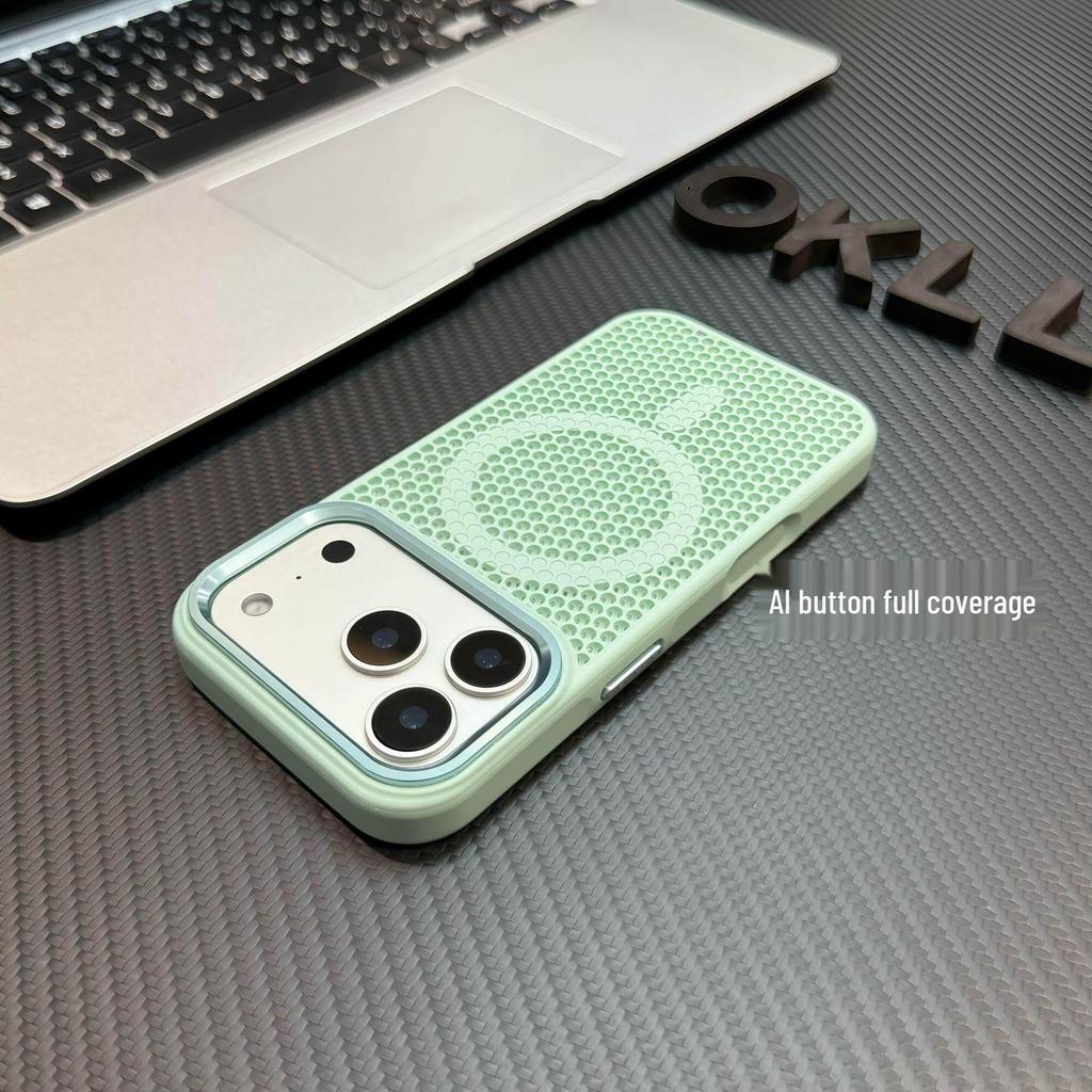 Чехол MagSafe для iPhone 17 Pro Max: Дышащая сетка с отводом тепла и магнитной фиксацией, Совместима с моделями Apple 16 и 15.