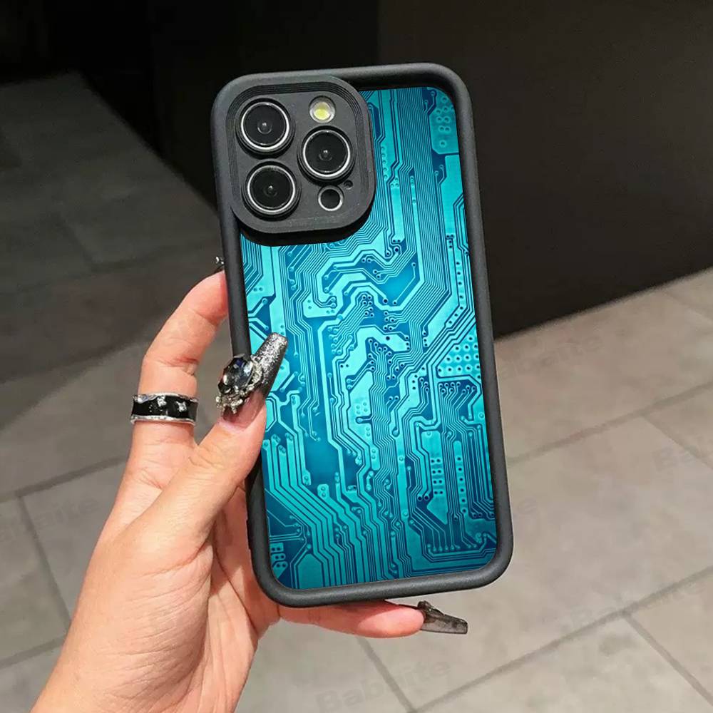 Чехол для телефона с рисунком печатной платы Для IPhone 17 16 15 13 11 12 14 Pro Max Plus Силиконовая Защитная Крышка