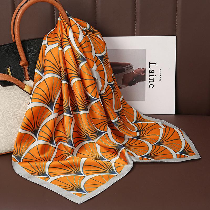 Luxury Print Satin Silk Square Scarf for Women Shawl Hijab Neckerchief Female Hair Ribbon Headband Fashion Wrap Bandana