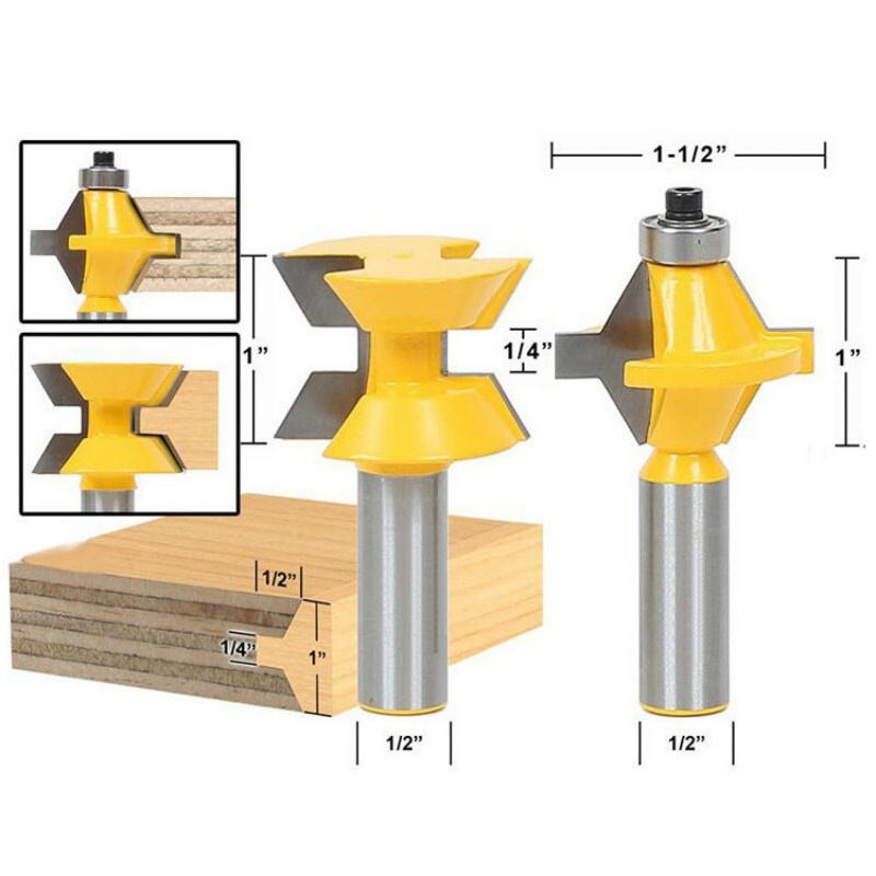 2Pcs 8mm Shank 1/2 Handle Router Bit Set 120 Degrees Groove Chisel Woodworking Cutting Tool