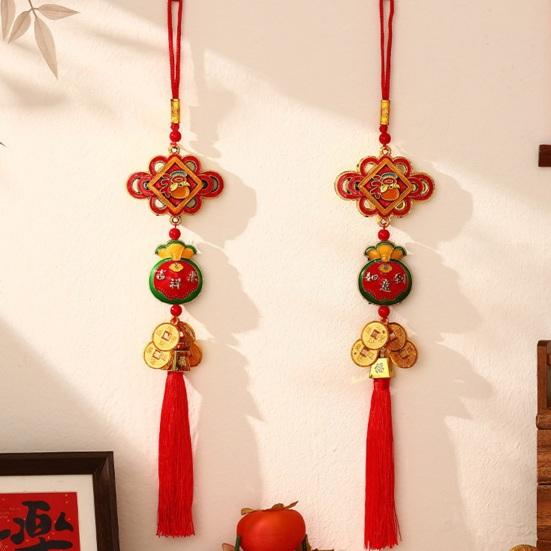 Chinese New Year Decorations 2026 Year of Horse Lucky Charm with Tassel Feng Shui Hanging Pendants for Wealth Good Luck