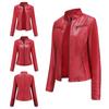 Women's European & American Spring/Autumn Leather Motorcycle Jacket - Stylish Short Design