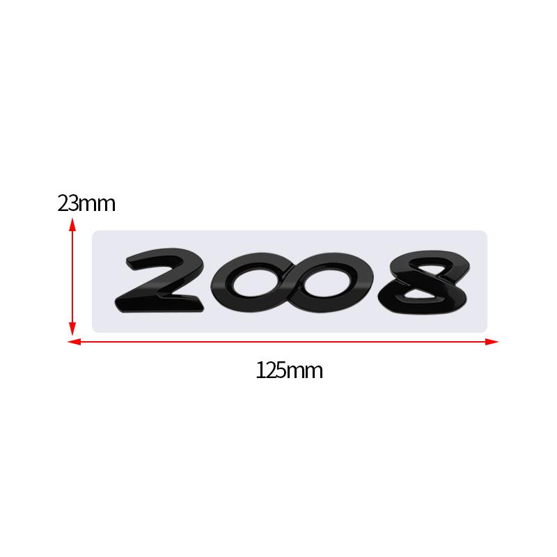 3D Glossy Black Chrome Silver Metal Logo Emblem Badge Decal Car Sticker for Peugeot 2008 Car Accessories