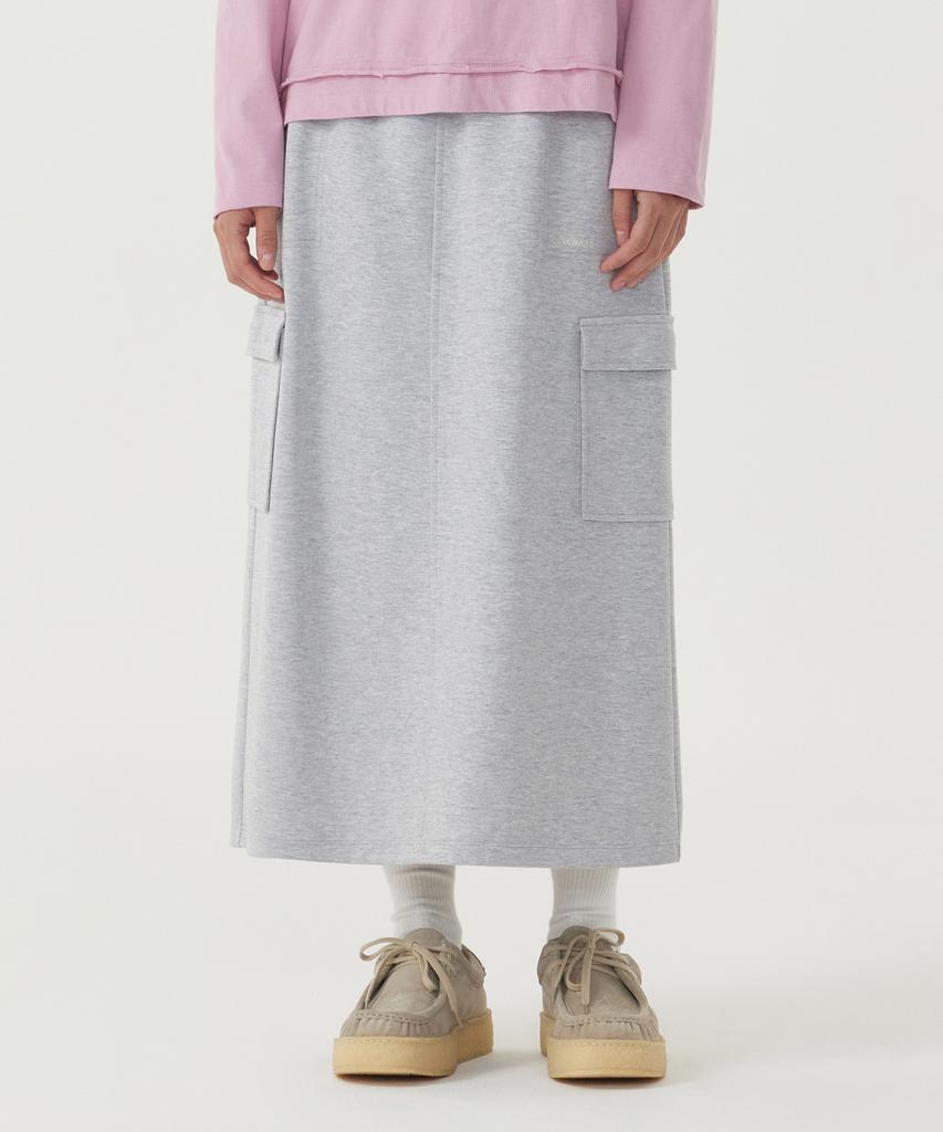 Covernat Woman Sweat Cargo Skirt Melange Gray