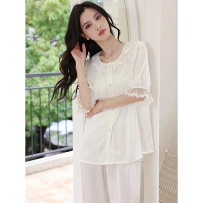 Пижама женская весна лето принцесса стиль длинный рукав домашняя одежда тонкий костюм верхняя одежда весна и осень одежда