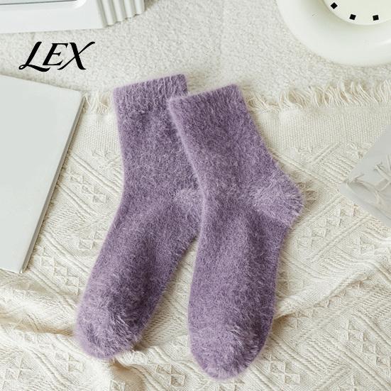 Cozy Plush Thermal Hosiery Thickened Imitation Mink Velvet Socks for Women, Soft Socks, Winter Warm Solid Color Home Indoor Living Room Bedroom