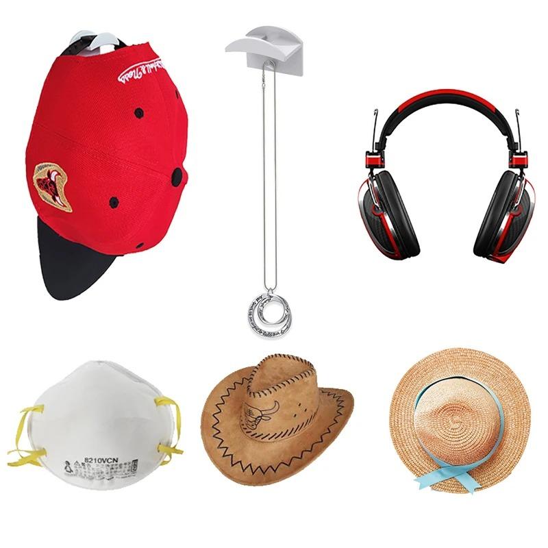 10 шт. Держатель для кепок Новый крючок для бейсболок Черный Простой дизайн Подставка для шляп Простая стойка для хранения наушников и ожерелий Шкаф для одежды