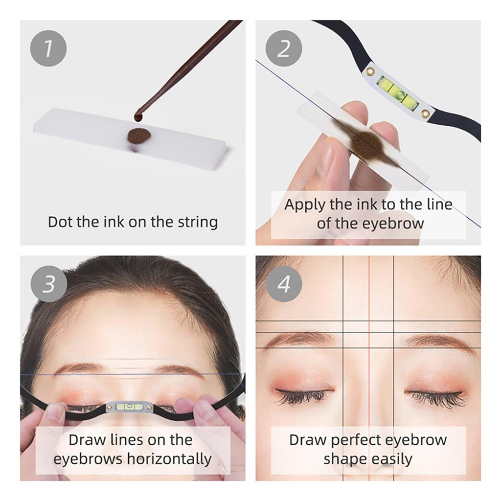 Eyebrow Marker Ruler Featuring Bubble Leveler Eyebrow Mapping Tool Kit Featuring Bow With String Eyebrow Bow Mapper Tool With Mapping Thread 1ml