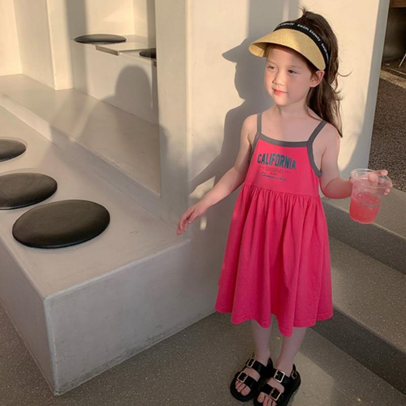 Платье с буквенным принтом для маленьких девочек Пляжные платья Праздничные платья