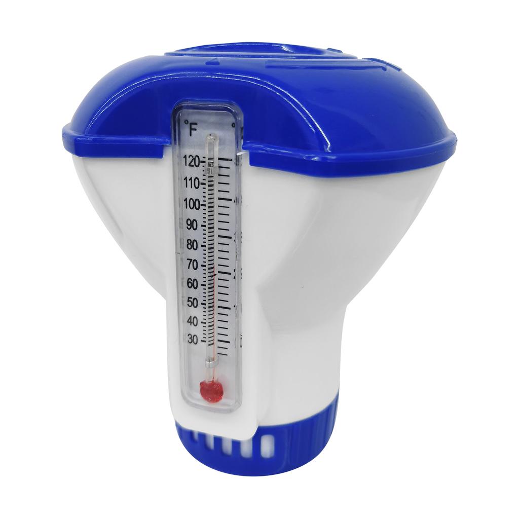 5-inch Float Dispenser Float Cup Pool Spa Chlorine Tablet Dispenser Floater with Thermometer 120 Fahrenheit