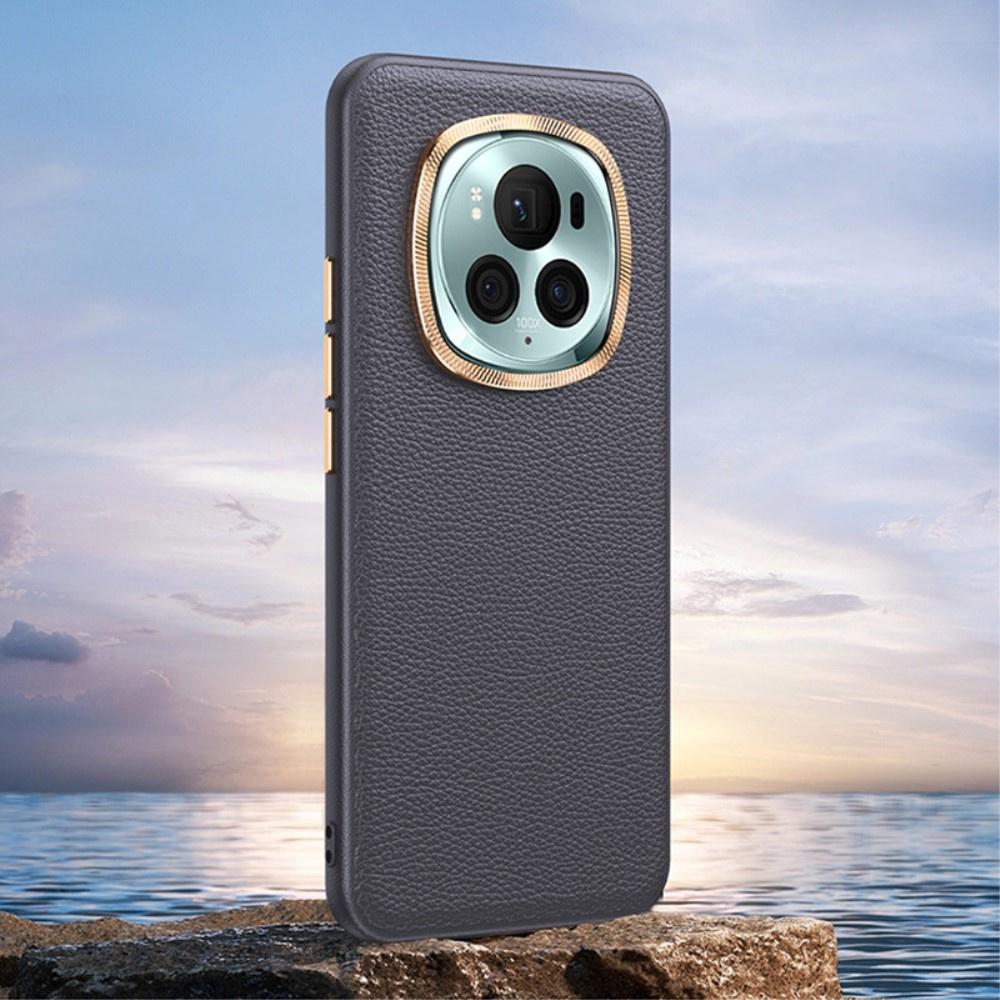Leather case for Honor Magic 6 Pro 5G, leather hybrid, gray