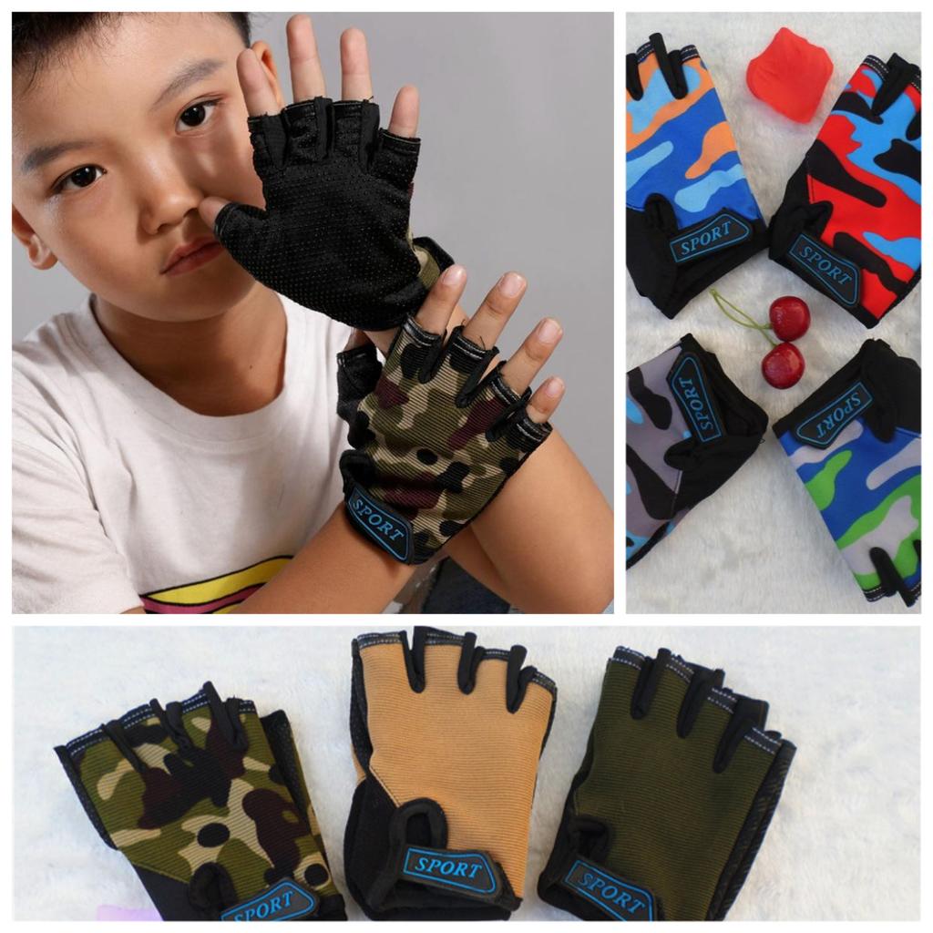 1 Pair Children Sports Gloves Half Finger Kids Riding Cycling Running Gloves Boys Girls Outdoor Sports Gloves for Christmas Gift