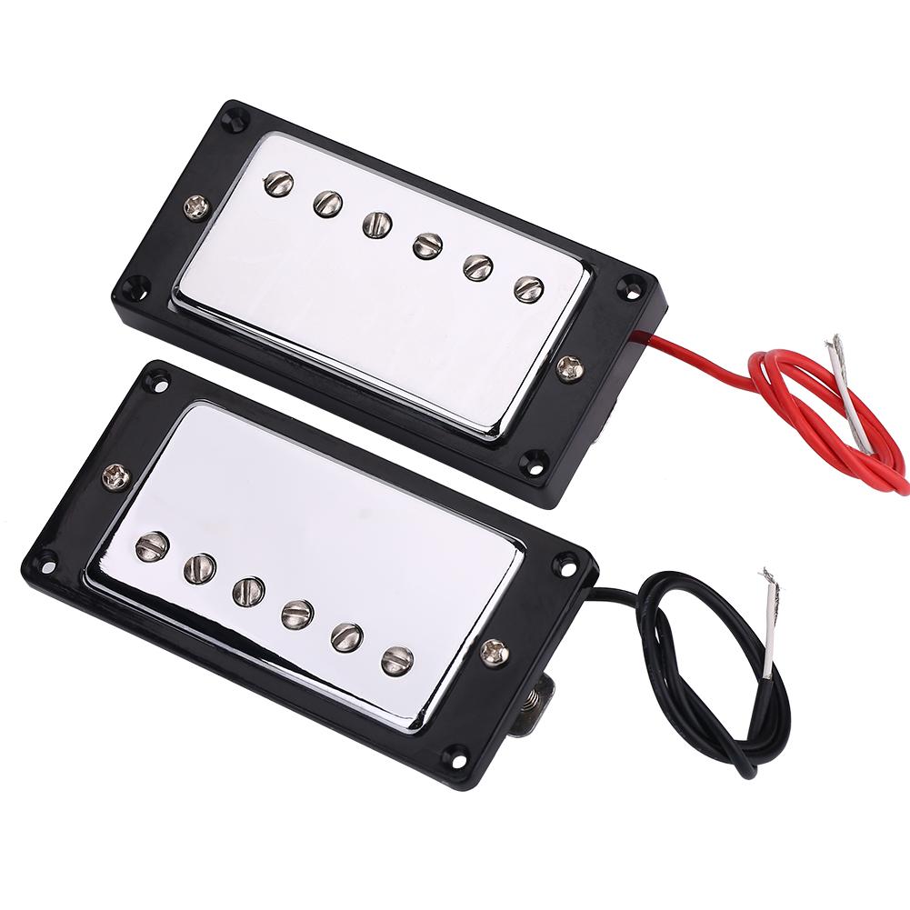 Комплект хромированных звукоснимателей Humbucker для бриджа и грифа с крепежными винтами для гитар LP