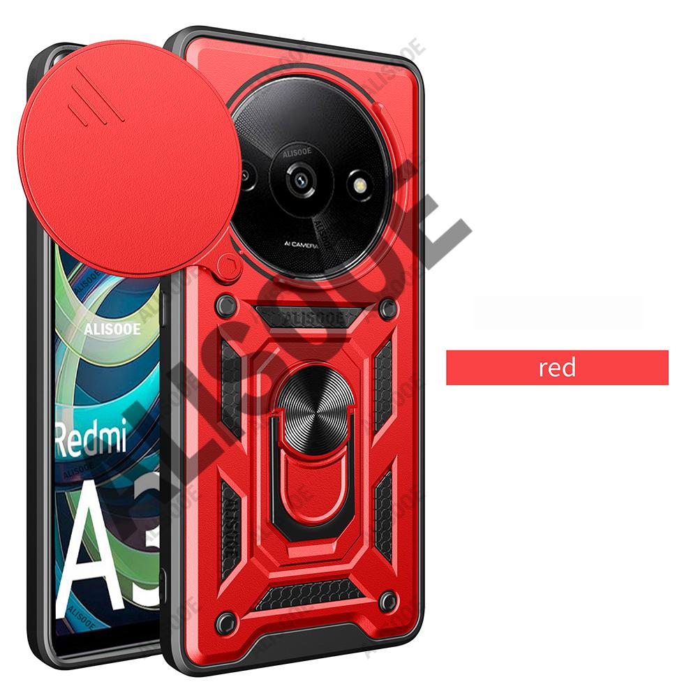 Funda для Redmi A3 Чехол Slide Camera Lens Protection Armor Ring Stand Защитный чехол для Xiaomi Redmi A3 Противоударный чехол