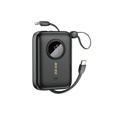 Пауэрбанк 10000 мАч с кабелями USB-C Lightning черный