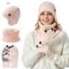 Women Knitted Beanies Cold Hat 3pcs Warm Winter Hat For Women Scarves Cap Scarf Gloves Hats Three Sets Outdoor Warmer Scarf Hat  Touch Screen Gloves