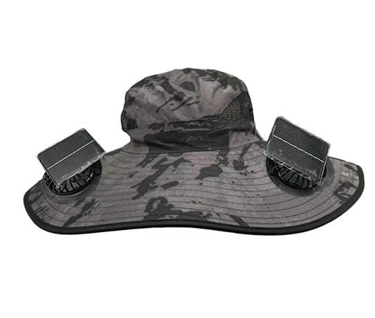 Portable Solar Powered Cooling Fan Hat with 2 Fans Rechargeable USB Wide Brim UV Protection Hat for Outdoor Activities