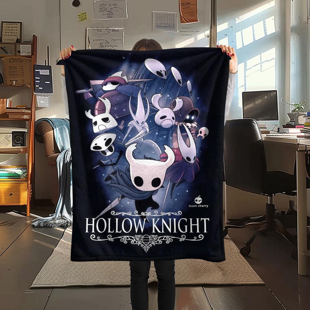 1 шт. Фланелевое одеяло с принтом Hollow Knight, Высококачественное, Удобное для всех сезонов, Декор для дома, Тепло и уют, Идеально подходит для рождественских подарков