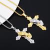 Versatile European and American Hip Hop Trendy Prayer Gesture Cross Necklace Trendy Hip Hop Titanium Steel