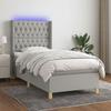 VidaXL Slat Bed Base with Mattress and LEDs, Upholstered Bed, Single Bed, Adult Bed for Interior Bedroom, 3139093