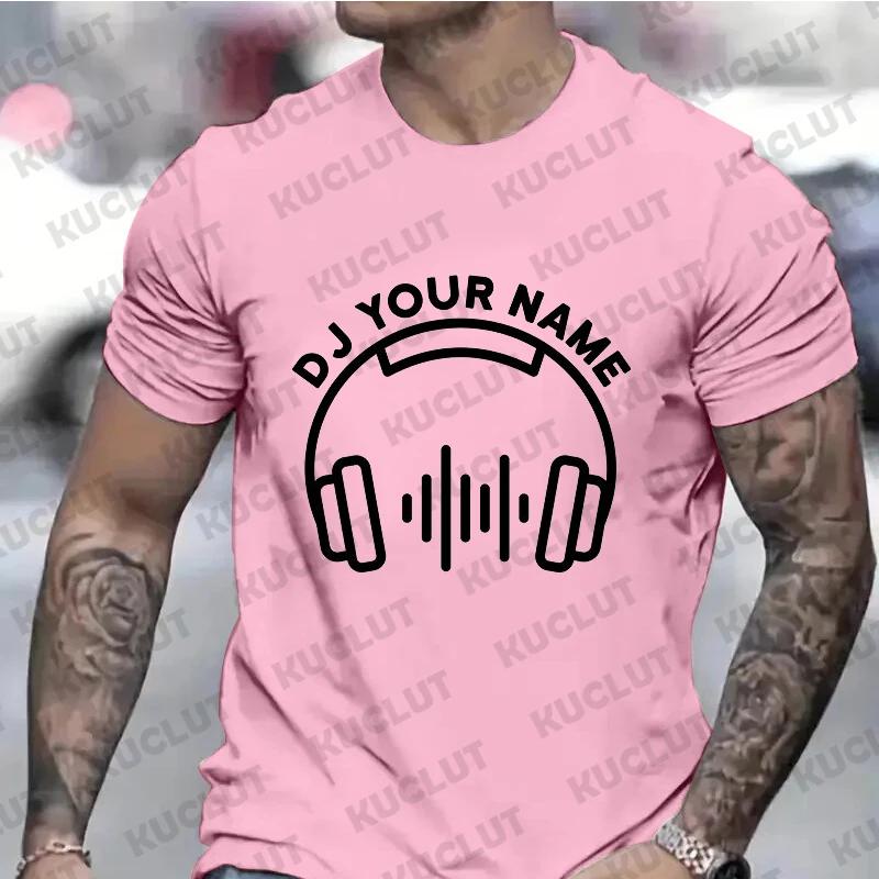 Футболки для мужчин, персонализированные футболки с именем диджея, футболки с надписью «Music Love», футболки с коротким рукавом, футболки «сделай сам», футболки с надписью «Disc Music DJ», унисекс, топы Y2k