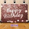 2D Luxury Pink Gold Glitter Happy Birthday Photography Background Banner