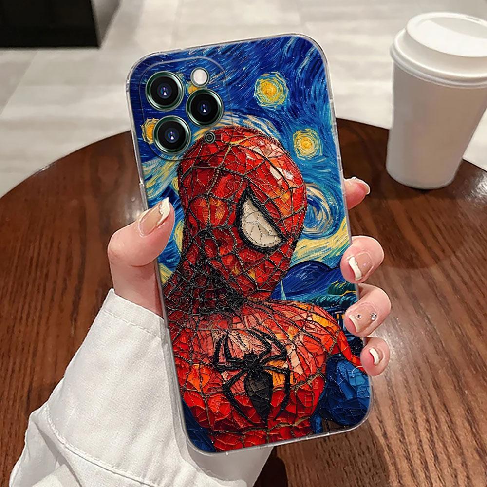 Marvel Oil Painting Transparent Phone Case For iPhone 17 Pro Max 17E 11 12 13 14 15 16 Pro Max Plus 17 Air 16E 7 XS Soft Cover